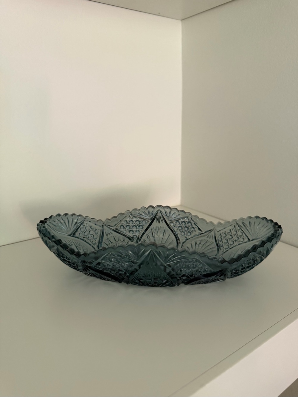 Vintage Glass Trinket Bowl - Deep Teal